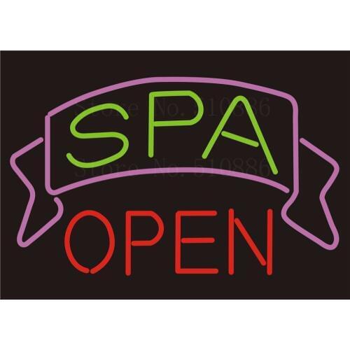 Custom NEON Sign Board SPA Open Glass Tube Party Bar Club Pub Display Store Shop Light Signboard Signage Signs 17*14"