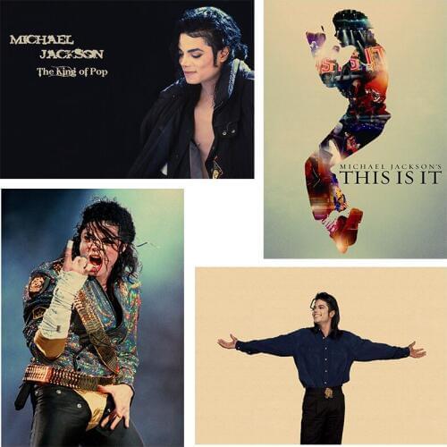 Michael Jackson Star Nostalgia Kraft Posters Bar Poster Retro Decorative Painting Wall Stickers