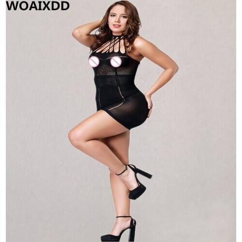 Plus Size Sexy Lingerie Women Porno Lace Intimates Underwear Sex Clothes Babydoll Erotic Transparent Dress Black Porn Langerie