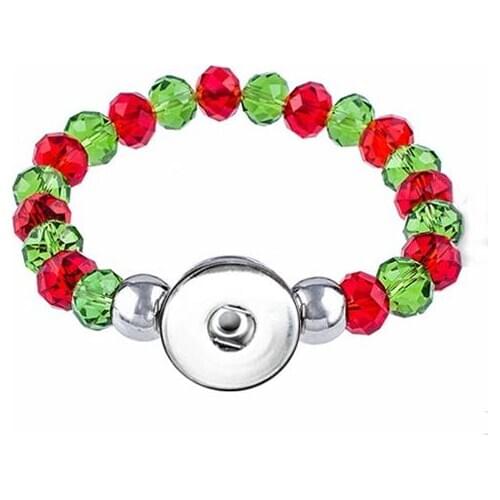 Christmas Snap bracelet 8mm Crystal Beads Snap Buttons Jewelry (fit 18mm 20mm snap) BY5009