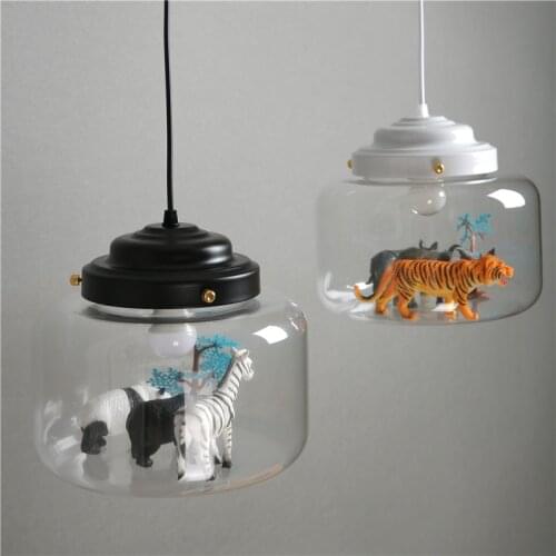 Nordic Cartoon Pendant Lights Led Lighting Cute Animal Hanging Lamps for Children Room Light Glass Lamp Bedroom Home Decor Gift