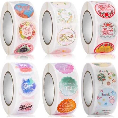 Thank You Stickers 500pcs Round Flower Design Thank You Labels for Small Business, Online Retailers, Boutiques,Shipping Stickers