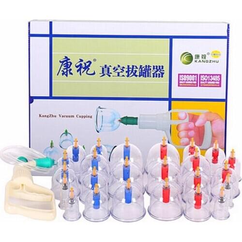 Old method Medical Kangzhu 24 Cups Vacumm Cupping Tanks Set Kit for Body Suction & Health Massage
