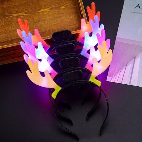 24 Pieces LED Luminous Headband Glow Antler Ear Led Headdress Party Headdress Christmas Childrens Birthday Gift Decoration