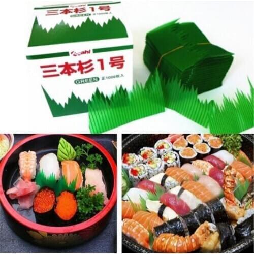 Green Leaf Japanese Food Sushi Decoration Leaves Sushi Grass Creative Plastic Leaf Sashimi Decor Tools Hot Sale