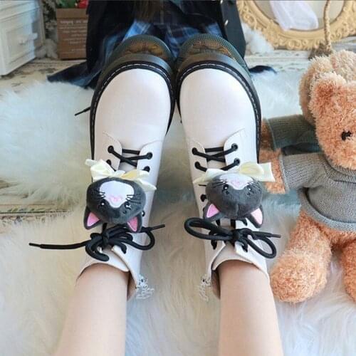 Black Cat Toy Tea Party Gothic Loli Martins Boots Womens Short Boot Winter Plush Velvet Heighten Kawaii Jk Uniform Lolita Shoes