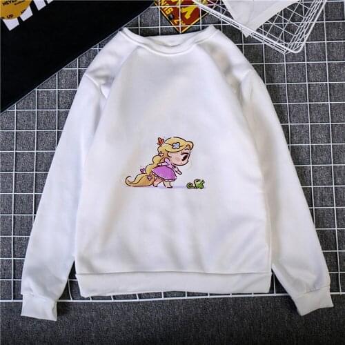 Disney Animation Sweatshirt Woman Soothing Hoodies Travel The World With Me And My Long Hair Printed Q Versi Rapunzel Pullovers