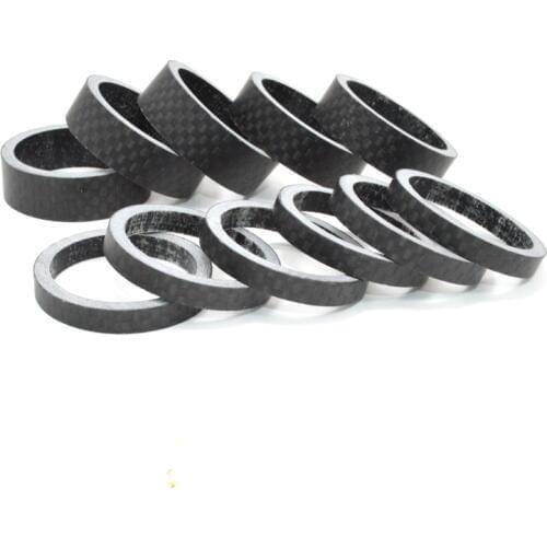 10pcs 3K Carbon Fiber bicycle Headset Stem Spacer MTB 28.6mm 5 10mm Fork Washer Cap For Road MTB Bike Cycling matte or glossy