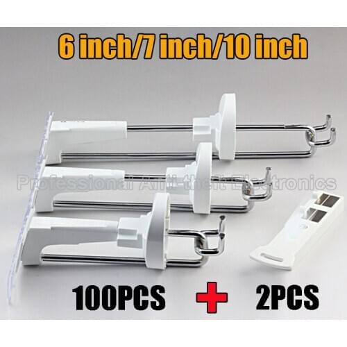 100pcs 7inch 18cm white color supermarket retail security display hook for slatwall/pegboard/square tube+2pcs magnetic lockpicks