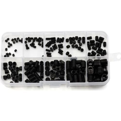 100PCS Grub Screw Concave End Hex socket Top wire Machine Meter Screws Kit Black