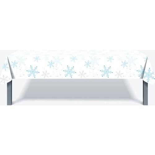 130*220cm Merry Christmas Snowflake Party Theme Tablecovers Happy Xmas Winter New Year Disposable Tablecloth Party Decorations
