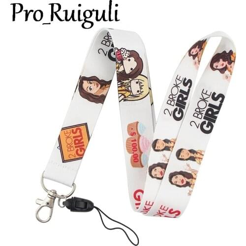 30pcs 2 Broke Girls Lanyard for Keys Phone Cool Neck Strap Lanyard for Camera Whistle ID Badge Cute webbings ribbons Gifts