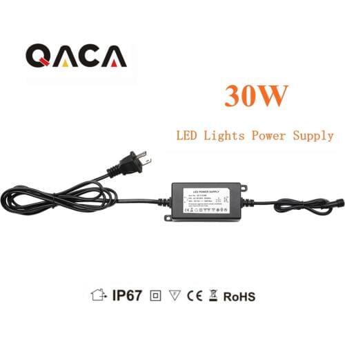 30W Switching Adapter Transform Black AC 90-260V into DC 12V with Waterproof Connectors Interior/Exterior LED Lights Driver IP67