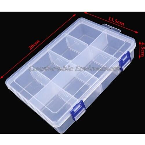 8 Compartment Plastic Storage Box Jewellery Earring Beads Case Container