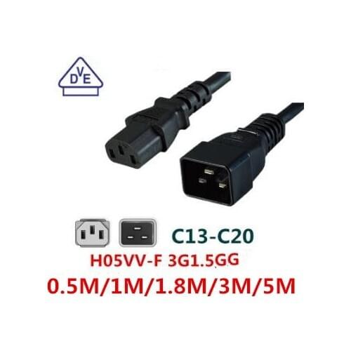 Free ship , IEC32 computer cable Power Cord Server PDU/UPS Power Cable C13 to C20 Male 16A/250V power supply cord 3X1.5mm