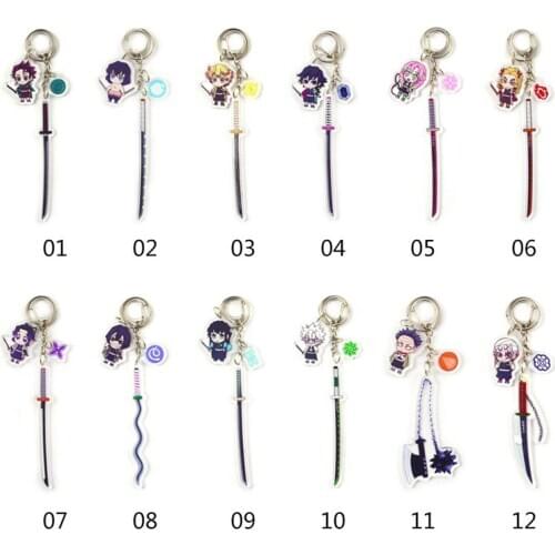 High Quality Demon Slayer: Kimetsu No Yaiba Anime HD Printed Keychain Cosplay Acrylic Pendant Keyring Cute Funny Cartoon