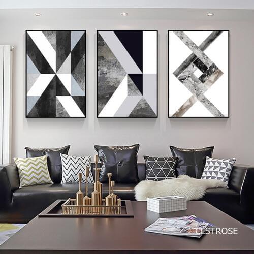 Black And White Geometric Figure Nordic Modern Style Posters Art Canvas Pictures For Living Room Decorative Painting Unframed