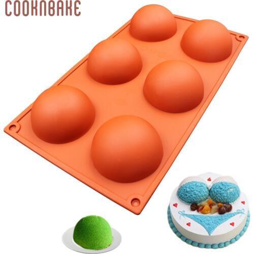 COOKNBAKE silicone mold for cake pastry baking dome pudding jelly mould 6 hole handmade soap tool round cake decorated form
