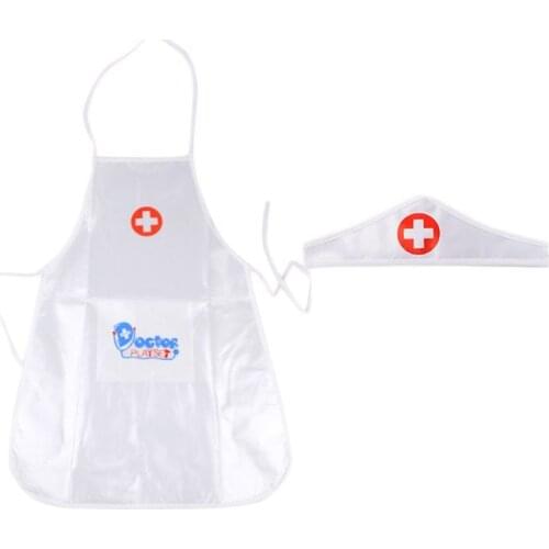 Children Kids Doctor Nurse Cosplay Costume Adjustable Apron with Headdress Hat Uniforms Performance Halloween Party Wear