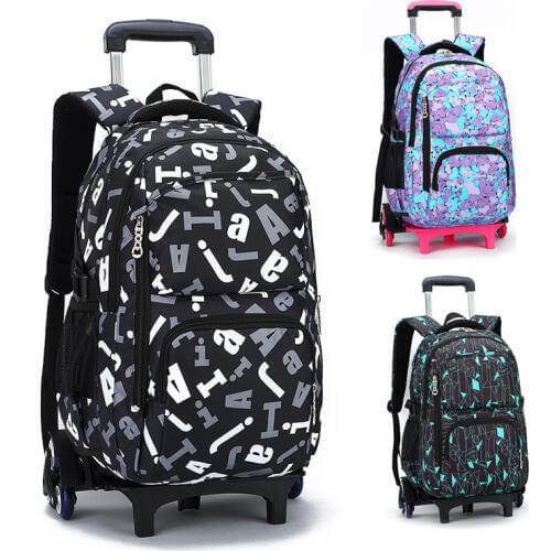 Kids boys girls Trolley Schoolbag Luggage Backpack Latest Removable Children School Bags 2/6 Wheels Stairs Trolley bag travel
