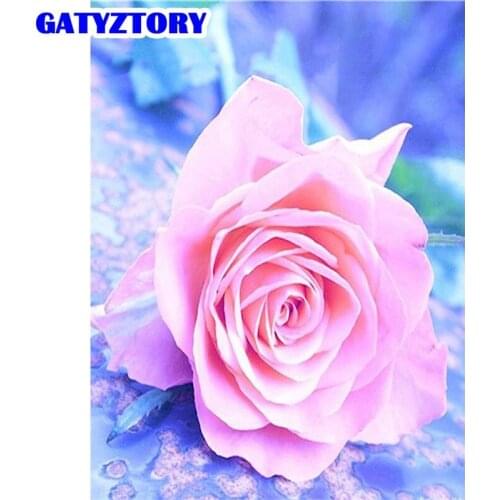 GATYZTORY 5D DIY Diamond Painting Purple Flower Needlework Diamond Embroidery Flower Diamond Mosaic Full Drill Handicraft Decor
