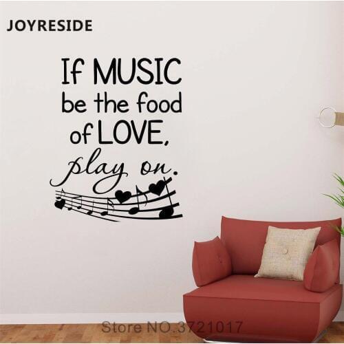 JOYRESIDE Quotes Wall If Music Be The Food Of Love Play On Decals Vinyl Sticker Living Room Bedroom Home Designs Art Mural A1464