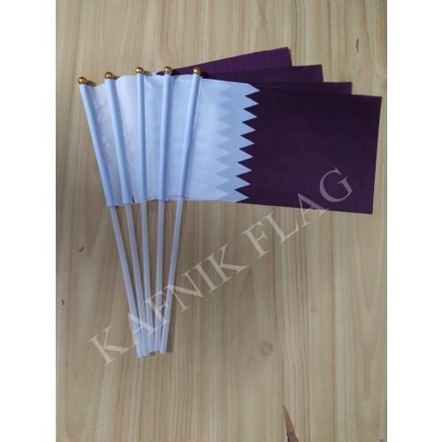 KAFNIK,5pcs Qatar 14*21cm hand flag Free Shipping