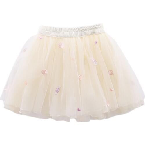 Girls Summer Skirts Kids Cute Candy Veil Printing Flowers Sweet Casual Cotton Princess Childrens Clothes Elastic Waist
