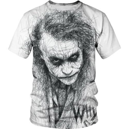 Summer new clown 3D T-shirt printing short-sleeved mens T-shirt Harajuku street boys and girls 3D casual round neck top