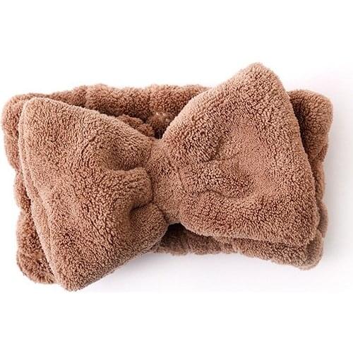 Fashion Coral Fleece Sports Shower Headband with Cute Bow Hair Band Plush Face Wash Makeup Hair Band Non-slip Wash Hair Towel