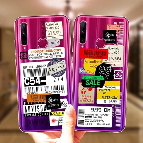 Fashion Luxur Retro Label Case For Huawei Honor 20 Lite 10 30 10i 20i 30i 8X 9X 10X P10 P20 P30 P40 Lite E Pro Silicone Cover