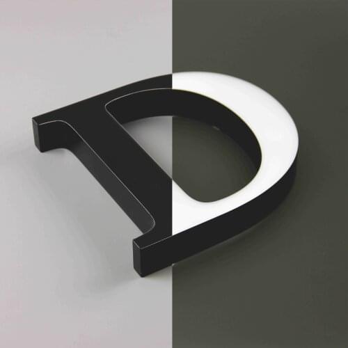 Outdoor Waterproof 3D Led Acrylic Black and White Letters Front Lit Lighting Signage for Shop Logo
