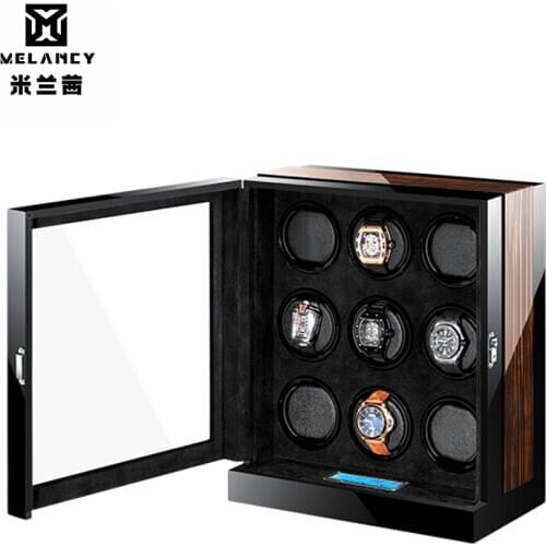 EXCELLENT Watch safe cabinet Automatic watch winder Box for 9 Watches Safety case with LCD control Intelligent
