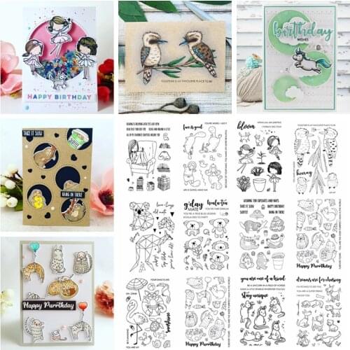 Girl Fairies Bear Kangaroo Flamingo kingfisher Clear Silicone Stamps Making Funny Card Scrapbook Craft New Stamp DIY