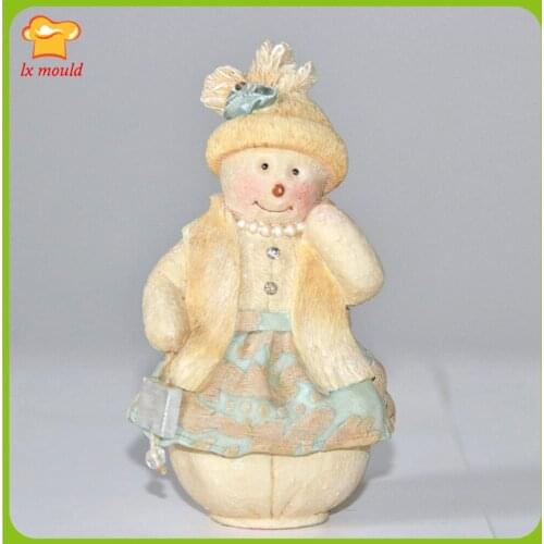 Christmas Snowman Silicone Molds Cartoon European and American Lady Aromatherapy Soap Candle Moulds