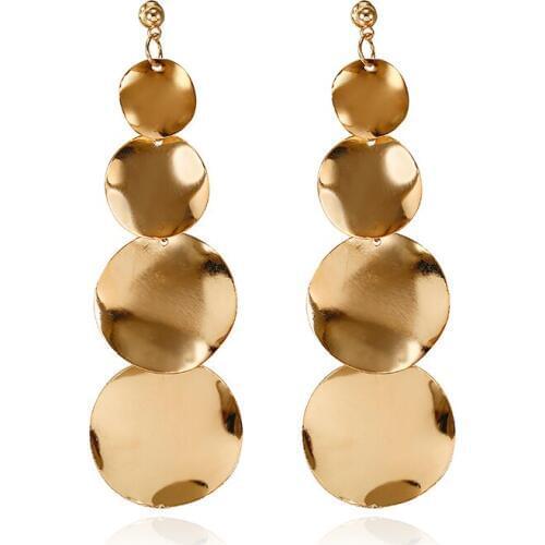 European & American Hyperbole Unique Irregular Big Coin Drop Earring For Women Party Jewelry Wafer Punk Nightclub Brincos E0125