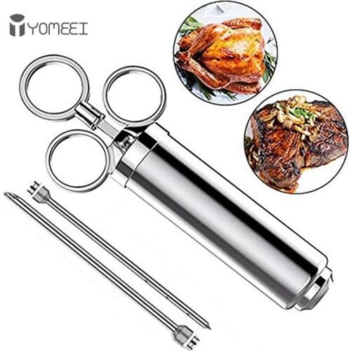 YOMEEI Stainless Steel Turkey Syringe BBQ Spice Syringe Flavor Syringe Turkey Meat Injectors Marinade Injector Kitchen Tools