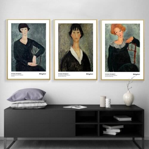 Scandinavian Abstract Figures Decorative Canvas Paintings Amedeo Modigliani Beauties Frescoes Print Poster For Living Room
