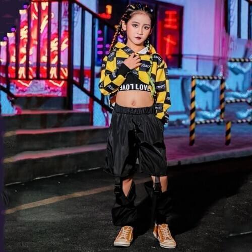Hip Hop Dance Costume For Girls Jazz Dance Costumes School Performance Sport Street Clothing Kids Stage Dance Costume BL1265