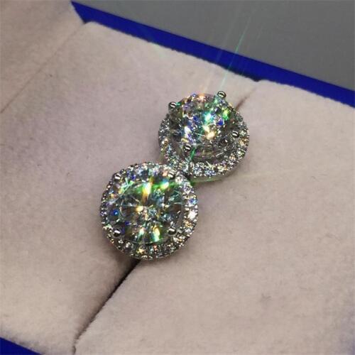 Tennis Simulated Diamond Stud Earring Real 925 sterling silver Jewelry Engagement Wedding Earrings for Women Bridal Party Gift