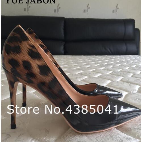 High Heels Shoes Women Leopard Print Sexy Pointy Toe Stilettos Women Pumps 8 10 12cm Party Heeled Designer Shoes Plus Size 43