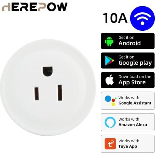 Herepow Smart Plug WiFi Socket US10A Power Monitor Timing Function Tuya SmartLife APP Control Works With Alexa Google Assistant