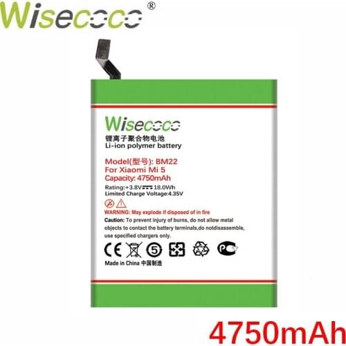 WISECOCO 4750mAh BM22 Battery For Xiaomi Mi5 Mi 5 Mobile Phone In Stock High Quality Battery+Tracking Number