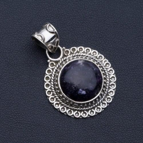 Natural Charoite Punk Style 925 Sterling Silver Pendant 1 1/2" P0670