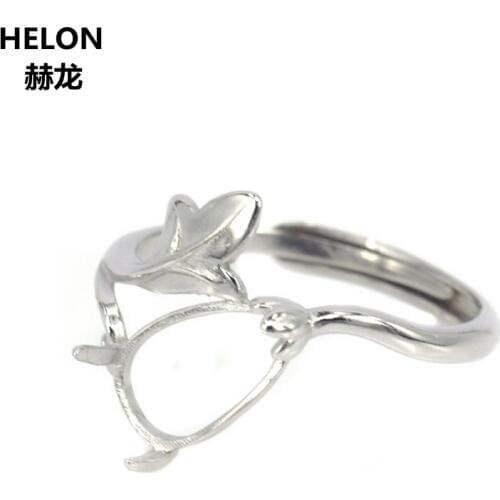 20pcs/lot Wholesale 925 Sterling Silver Women Engagement Wedding Ring 11X7MM Pear Cabochon Semi Mount Ring Fine Jewelry Setting