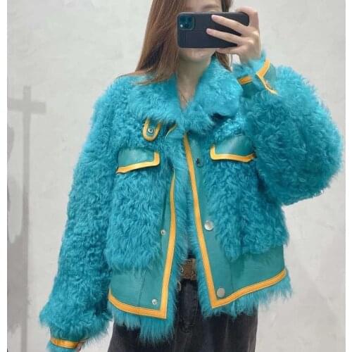 High Coat Quality Winter Women Casual Short Clothes Female Full Pelt Natural Real Sheep Fur Thick Warm Lamb Wool Fn0073