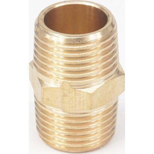 1/2" NPT x 1/2" NPT Male Hex Nipple Brass Pipe Fitting Connector Adapter Water Gas Oil Fuel