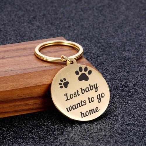 1PC Pet ID Tag Personalized Keychain Customized Custom Double Sides Keychains Cute Dog Cat Pets Anti-lost Key Chain Accessories