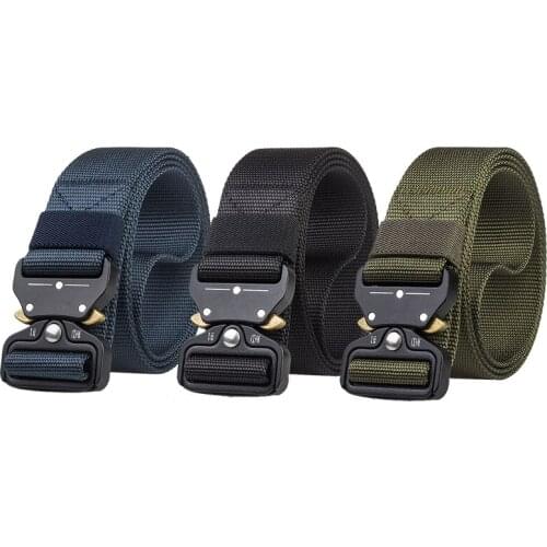 125cm Men Tactical Camping Belt Alloy Quick Release Buckle Military Belt Survival Soft Real Nylon Outdoor Sports Accessories