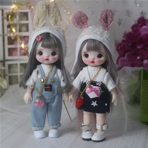 16cm Wig BJD Doll Movable Joints Cute Face DIY Bjd Dolls with Big Eyes Bjd Toys Gifts for Girl Handmand Toy